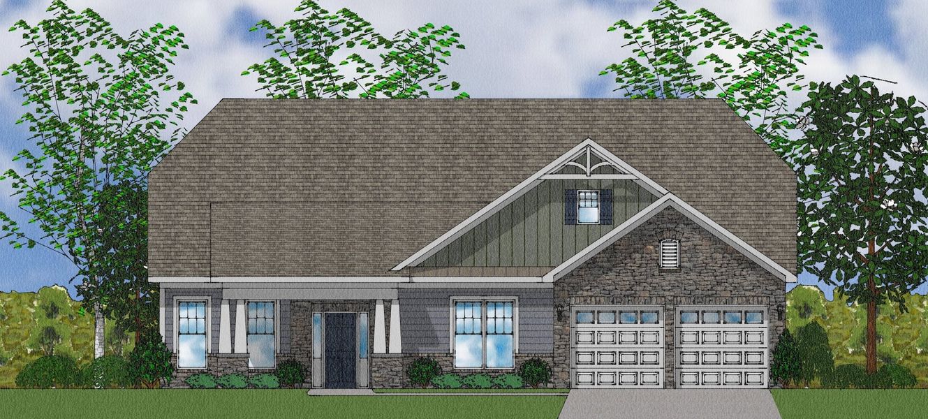 Representative exterior photo of a completed home built from the Byrnes II - Elite Collection by Mungo Homes in Suter Estates, Easley, SC (Image 5).