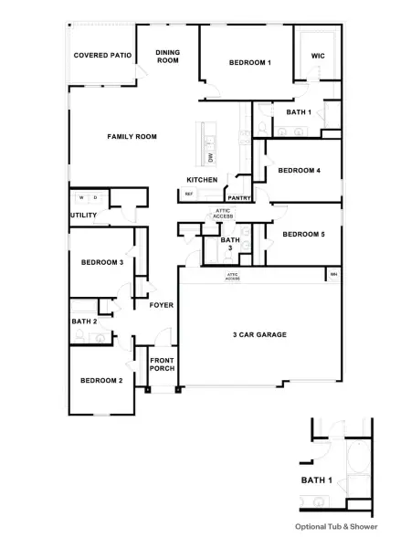 2D floor plan layout of this home in Trails of Windcrest, Fredericksburg, TX (Image 3).