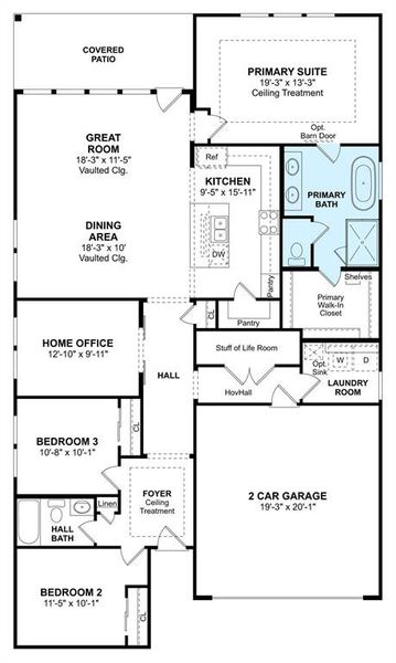 The Boise floor plan by K. Hovnanian Homes. 1st Floor shown. *Prices, plans, dimensions, features, specifications, materials, and availability of homes or communities are subject to change without notice or obligation.