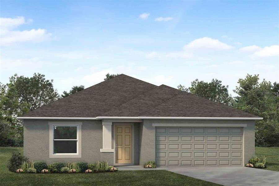 Front exterior of a new home in , Winter Haven, FL, highlighting curb appeal (Image 1). Front exterior of a new home in , Winter Haven, FL, highlighting curb appeal (Image 1).