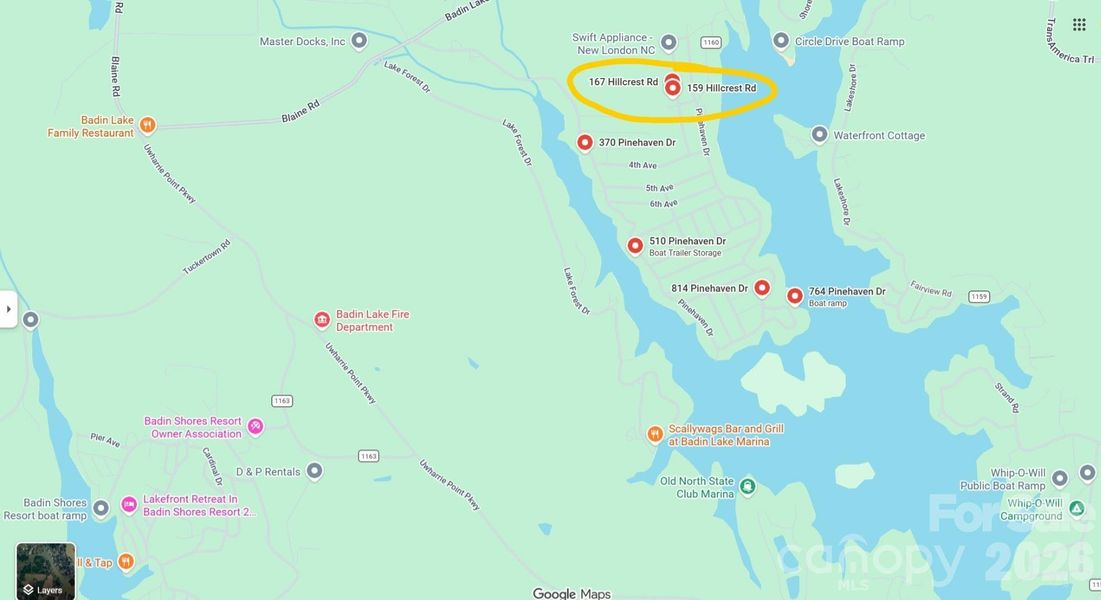 Nearby marinas, restaurants and outdoor recreation.