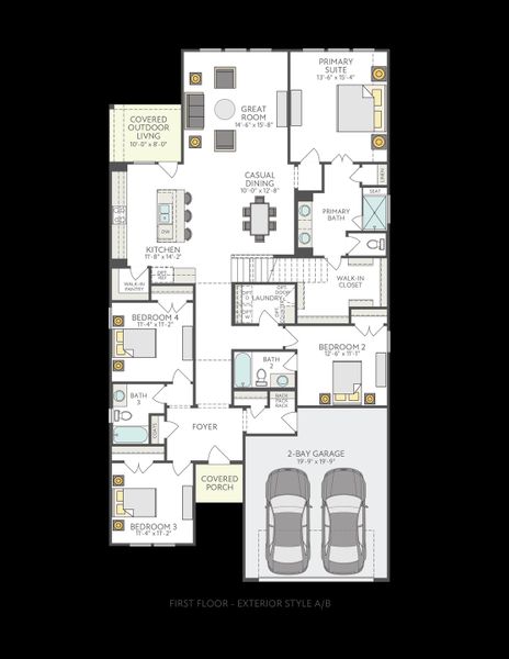 2D floor plan layout for the Fairfield by Tri Pointe Homes in Park Central, Georgetown, TX (Image 4). 2D floor plan layout for the Fairfield by Tri Pointe Homes in Park Central, Georgetown, TX (Image 4).