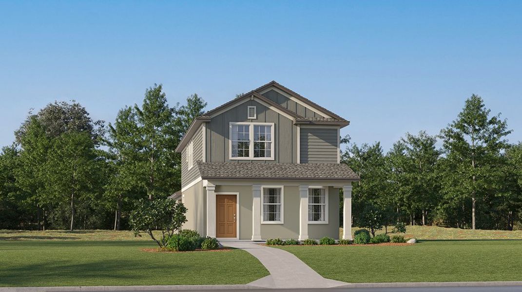Front exterior of a new home in New Port Corners, New Port Richey, FL, highlighting curb appeal (Image 1). Front exterior of a new home in New Port Corners, New Port Richey, FL, highlighting curb appeal (Image 1).