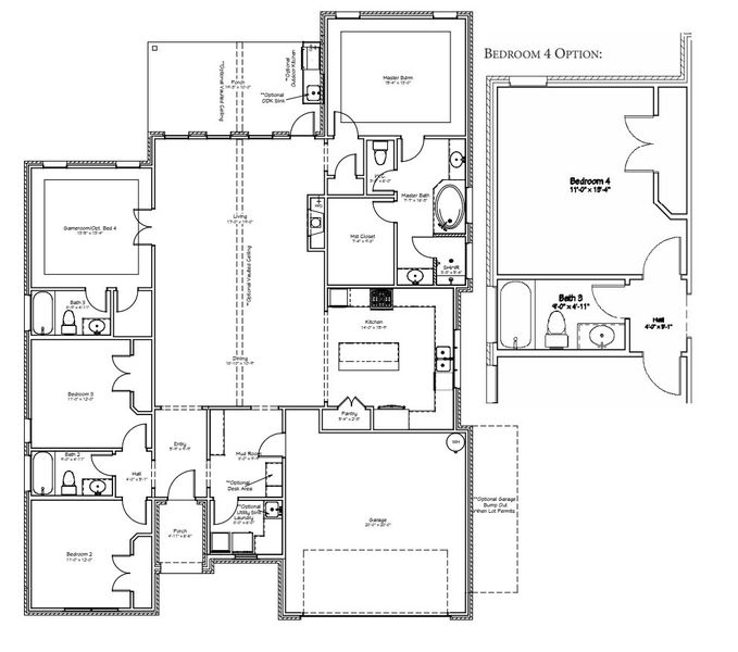 2D floor plan layout for the The Ashley by Reece Homes in Oakmont, Bryan, TX (Image 4).