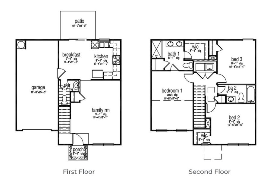 2D floor plan layout for the RACHEL by D.R. Horton in Hunter's Branch, Hopkins, SC (Image 3).