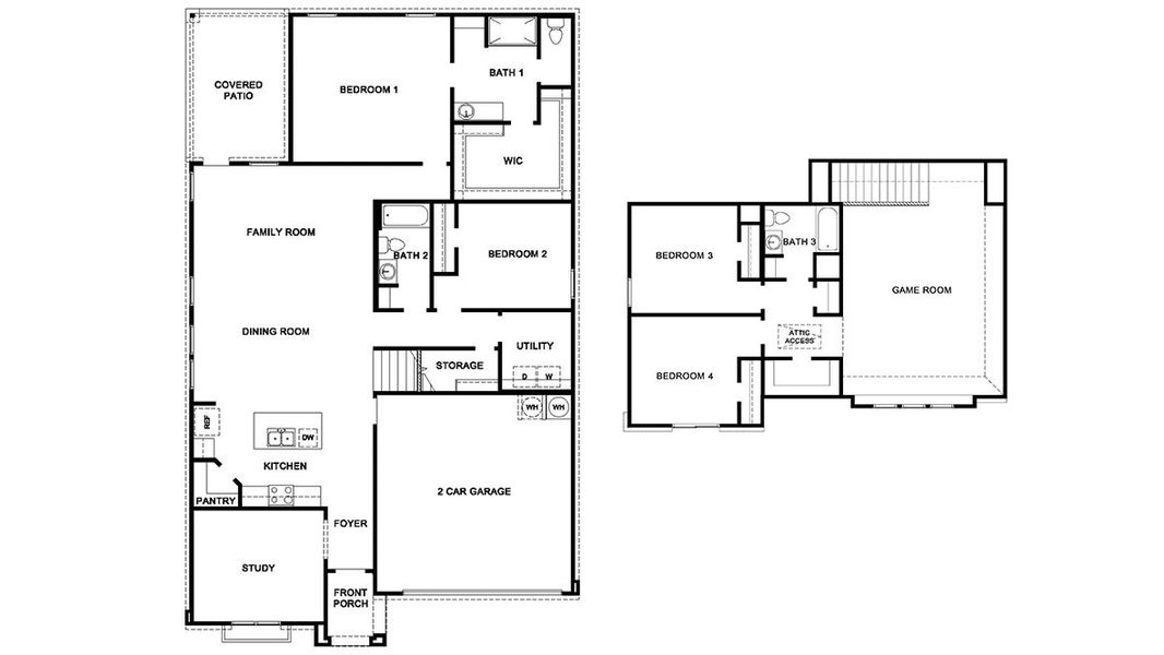 2D floor plan layout for the The Quincy by D.R. Horton in Steele Creek, Cibolo, TX (Image 3).