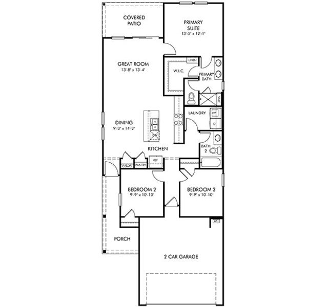 2D floor plan layout of this home in Waterside - Boardwalk Series, Longs, SC (Image 2).