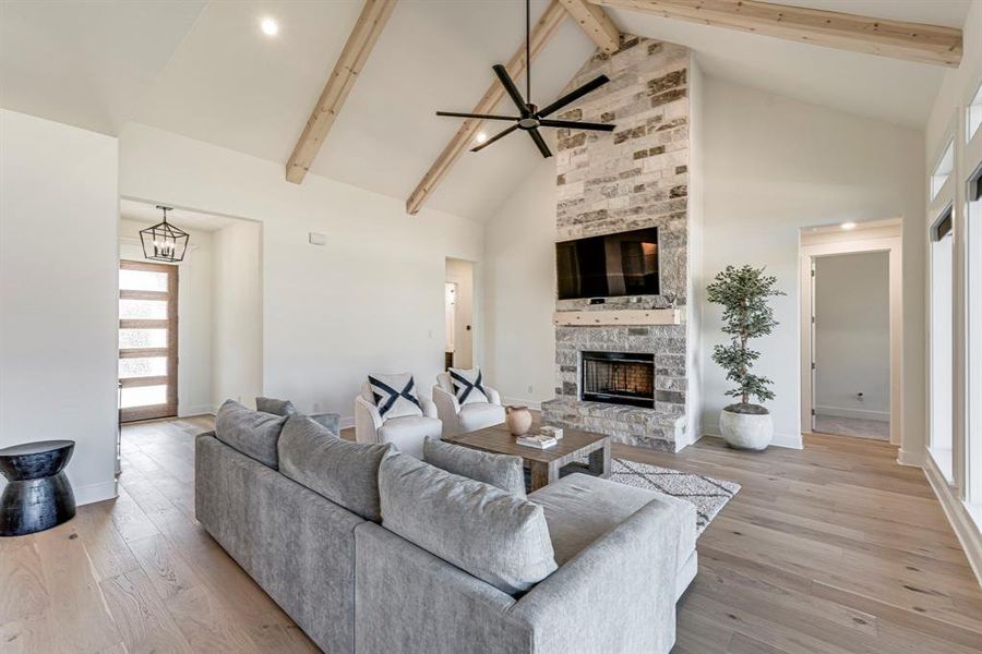 Valuted ceiling with beams