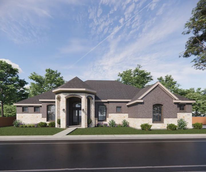 Representative exterior photo of a completed home built from the Catania by Chesmar Homes in Lakeway Estates, Waxahachie, TX (Image 14). Representative exterior photo of a completed home built from the Catania by Chesmar Homes in Lakeway Estates, Waxahachie, TX (Image 14).
