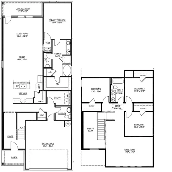 2D floor plan layout for the The Fairmont by Lillian Custom Homes in Tabor Ranch, Ponder, TX (Image 5).