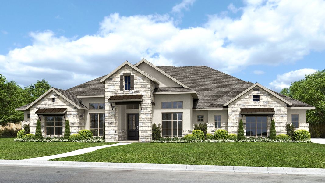 Representative exterior photo of a completed home built from the 4258A by Perry Homes in Enchanted Creek, Allen, TX (Image 4). Representative exterior photo of a completed home built from the 4258A by Perry Homes in Enchanted Creek, Allen, TX (Image 4).