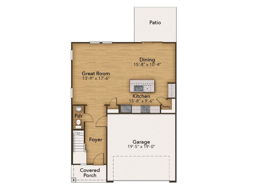 2D floor plan layout for the The Sycamore by Chesapeake Homes in Terrapin, Leland, NC (Image 3).