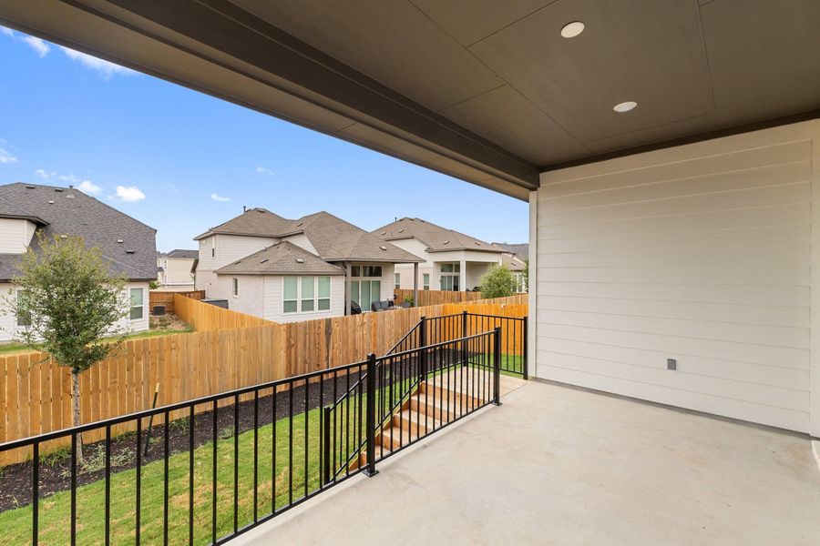 Exterior details and patio area of a home in Heritage, Dripping Springs (Image 30).