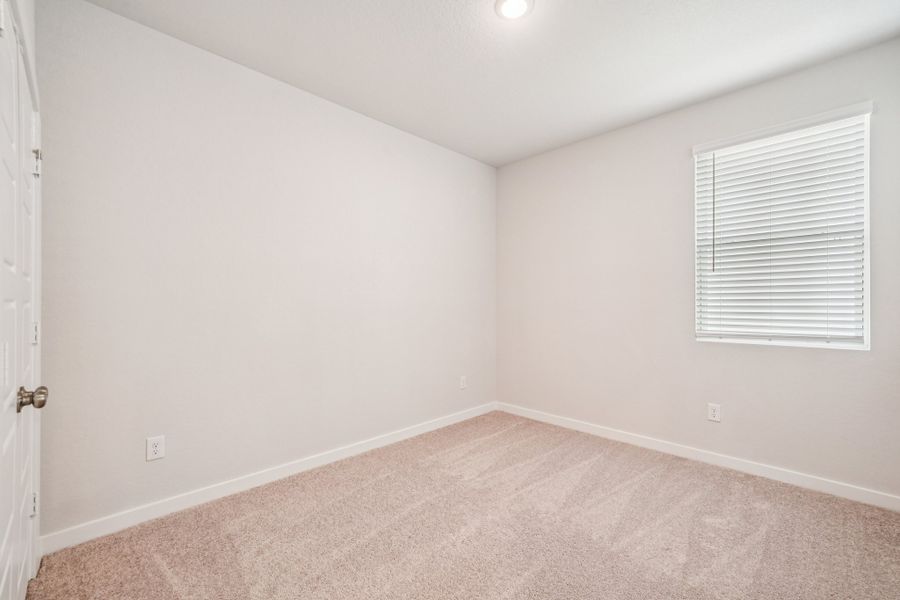 A room with a carpet and a window.