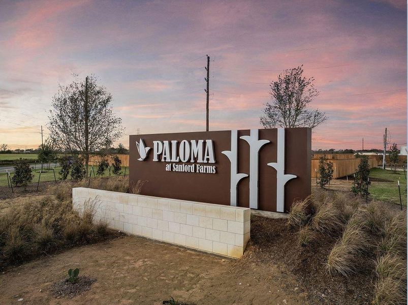 Front exterior of a new home in Lonestar Collection at Paloma at Sanford Farms, Waller, TX, highlighting curb appeal (Image 16). Front exterior of a new home in Lonestar Collection at Paloma at Sanford Farms, Waller, TX, highlighting curb appeal (Image 16).