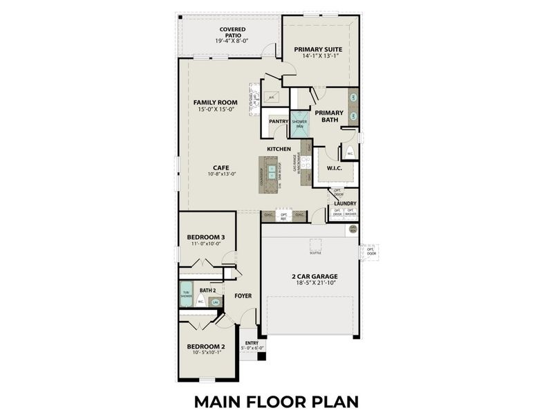 2D floor plan layout for the The Laguna A by Davidson Homes LLC in Sunterra, Katy, TX (Image 3). 2D floor plan layout for the The Laguna A by Davidson Homes LLC in Sunterra, Katy, TX (Image 3).