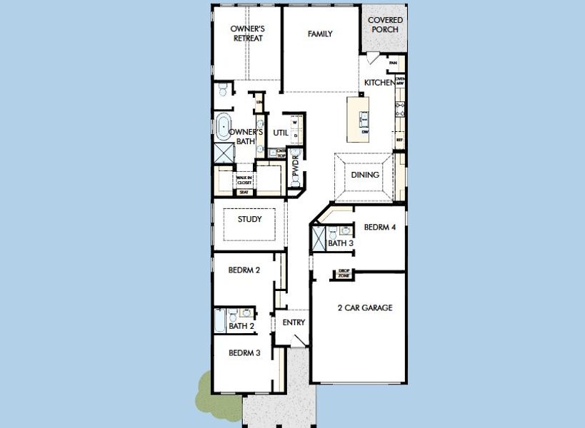 2D floor plan layout for the The Harold by David Weekley Homes in Furst Ranch, Bartonville, TX (Image 3).