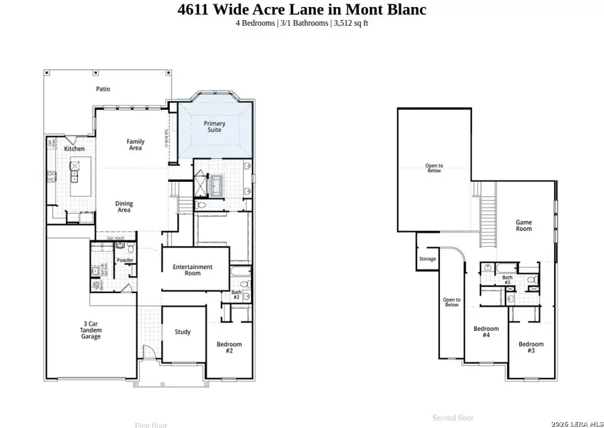 2D floor plan layout of this home in Mont Blanc, Schertz, TX (Image 4).