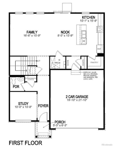 2D floor plan layout of this home in Trails at Crowfoot, Parker, CO (Image 4).