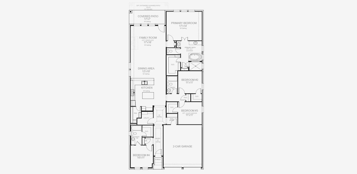 2D floor plan layout for the 2049W by Perry Homes in Veramendi, New Braunfels, TX (Image 3).