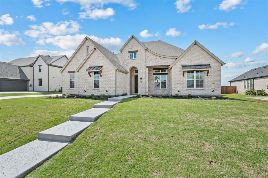 Front exterior of a new home in NorthGlen, Haslet, TX, highlighting curb appeal (Image 24).