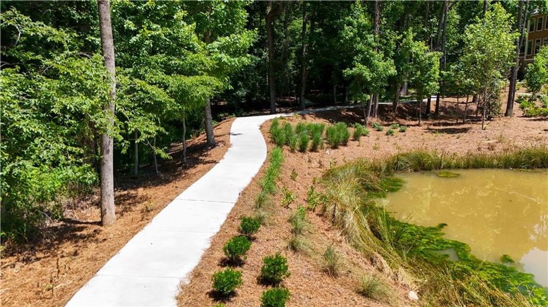 The walking trail circles the Eco pond and takes you around the entire community.