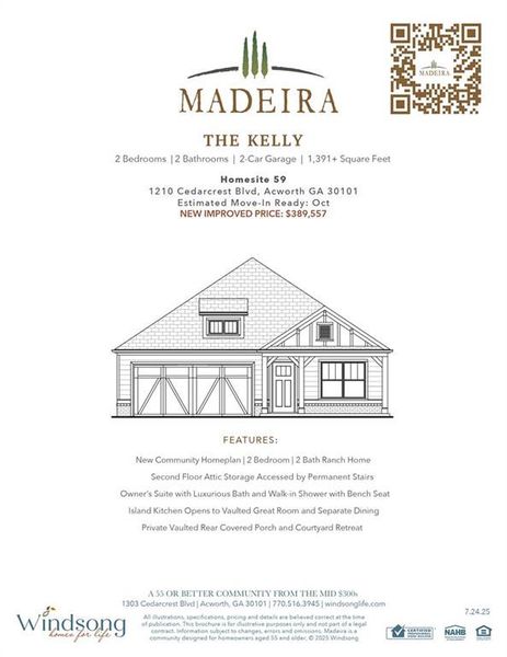 Exterior rendering of this home design in Madeira, Acworth, GA (Image 1).