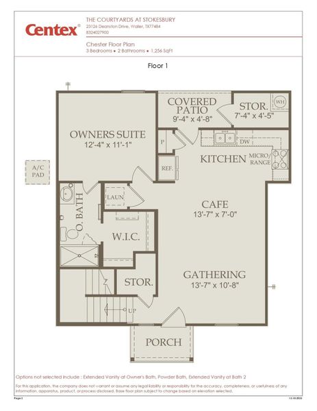 2D floor plan layout of this home in The Courtyards at Stokesbury, Waller, TX (Image 5).