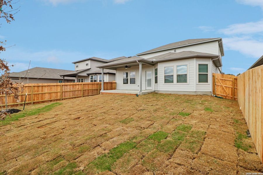 Exterior details and patio area of a home in Legendary Trails - Premier Series, Cibolo (Image 28).
