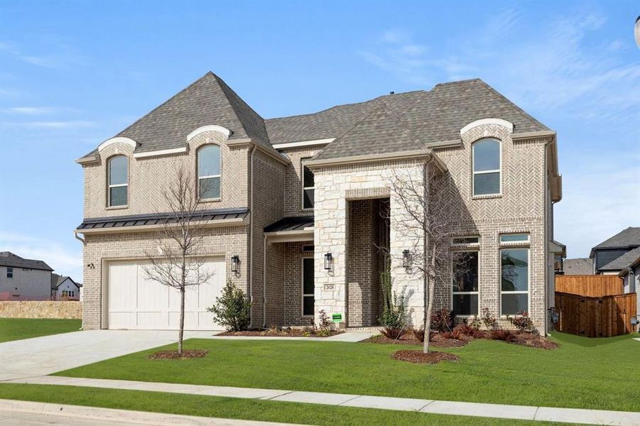 Front exterior of a new home in Wellspring Estates, Celina, TX, highlighting curb appeal (Image 2). Front exterior of a new home in Wellspring Estates, Celina, TX, highlighting curb appeal (Image 2).