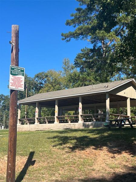 Neighborhood pavilion by the lake.