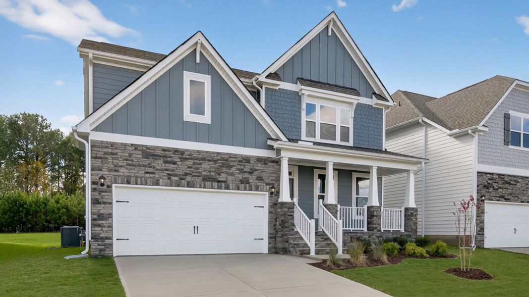 Representative exterior photo of a completed home built from the Hampshire by D.R. Horton in Kalas Falls, Wake Forest, NC (Image 22).
