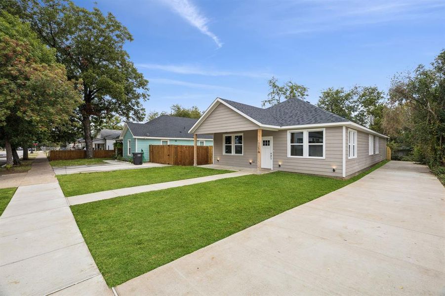 View of front of home featuring concrete driveway, roof with shingles, and covered porch View of front of home featuring concrete driveway, roof with shingles, and covered porch
