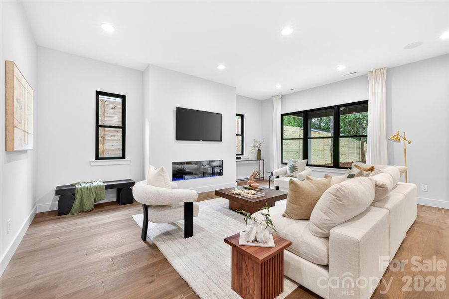 Living Space with 60” linear natural-gas