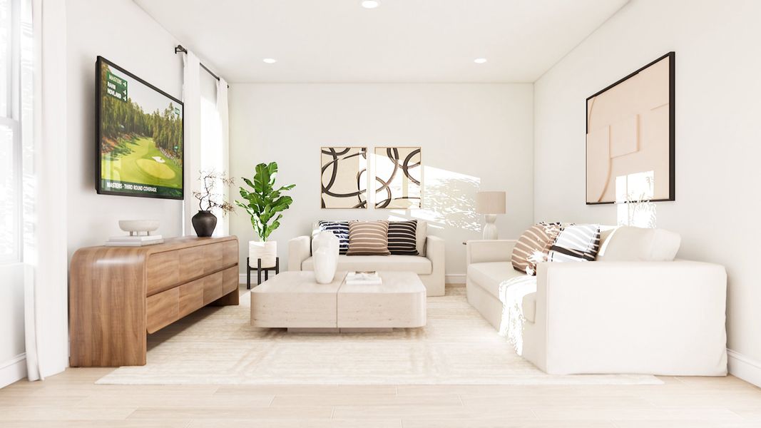 Great room with LED low-profile lighting