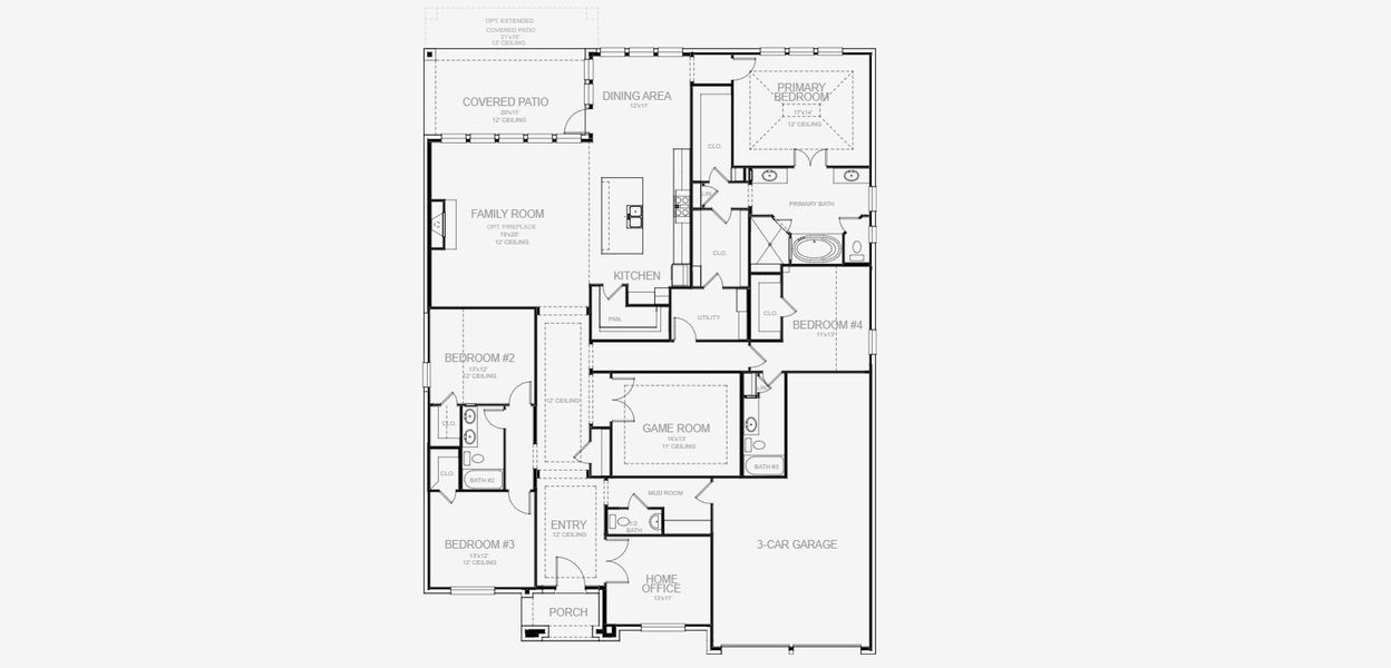 2D floor plan layout for the 3092W by Perry Homes in Katy Court, Katy, TX (Image 3).