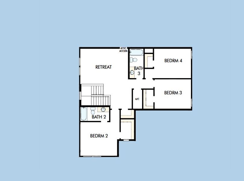 2D floor plan layout for the The Edie by David Weekley Homes in Lakeside at Satilla, St. Cloud, FL (Image 4). 2D floor plan layout for the The Edie by David Weekley Homes in Lakeside at Satilla, St. Cloud, FL (Image 4).