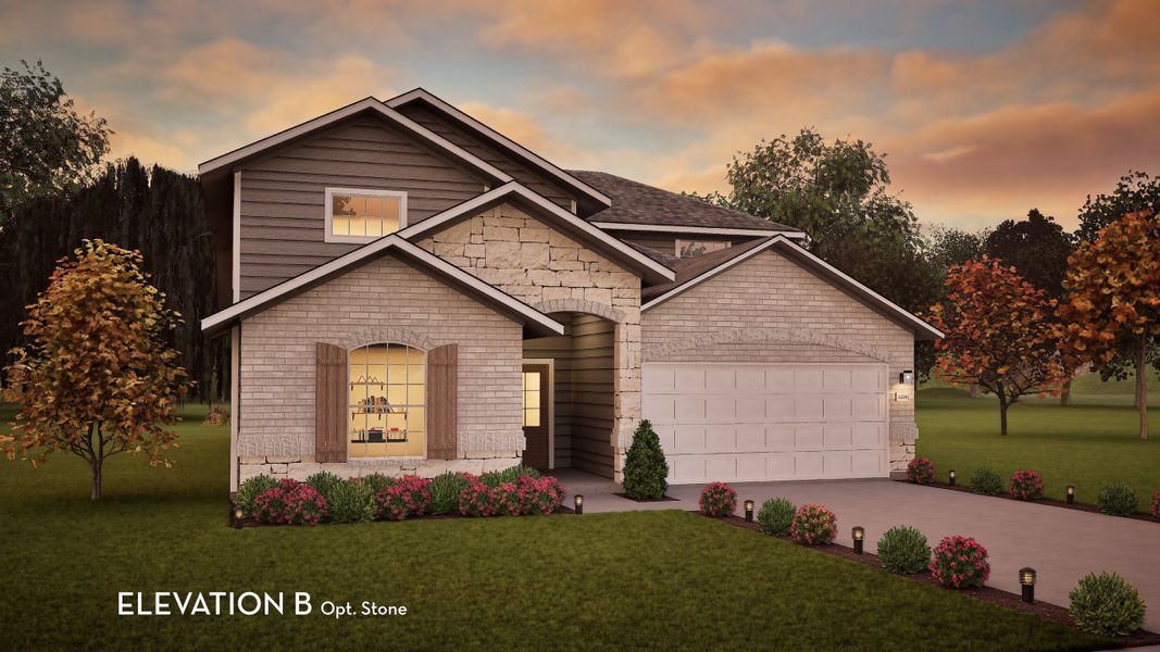 Representative exterior photo of a completed home built from the Yuma by CastleRock Communities in Hickory Ridge, Elmendorf, TX (Image 20). Representative exterior photo of a completed home built from the Yuma by CastleRock Communities in Hickory Ridge, Elmendorf, TX (Image 20).