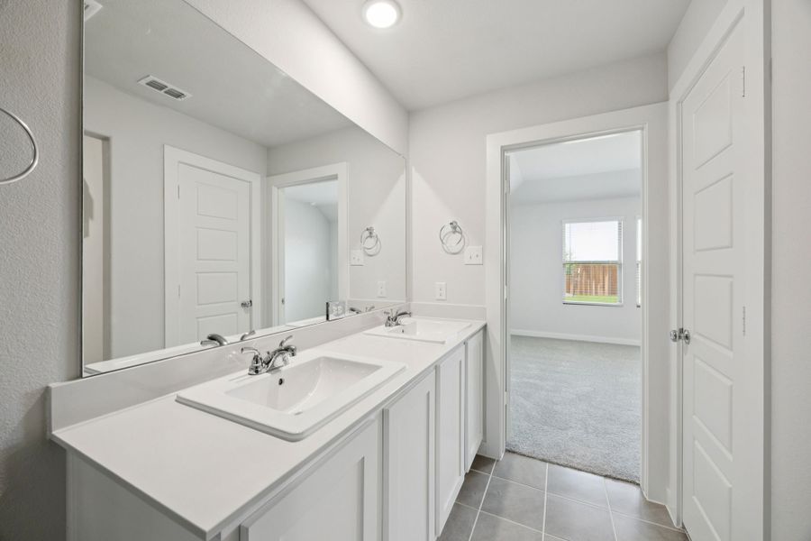 Primary Bathroom in the Hadley home plan by Trophy Signature Homes – REPRESENTATIVE PHOTO