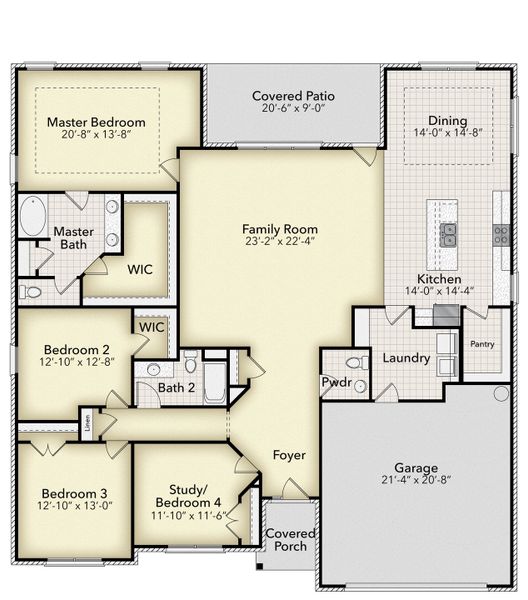 2D floor plan layout for the 2505 by Adams Homes in The Fields of Walnut Creek, Pendergrass, GA (Image 3).