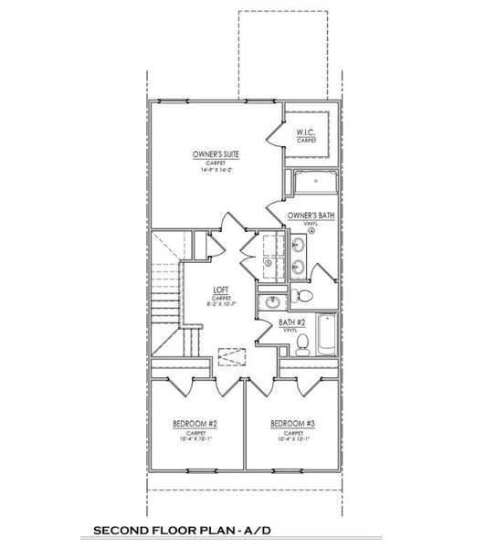 2D floor plan layout of this home in Meece Townhomes, Easley, SC (Image 6).