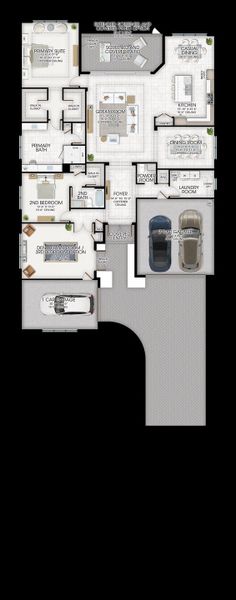 2D floor plan layout for the Caroline II by GL Homes in Valencia Vista at Riverland, Port St. Lucie, FL (Image 5).