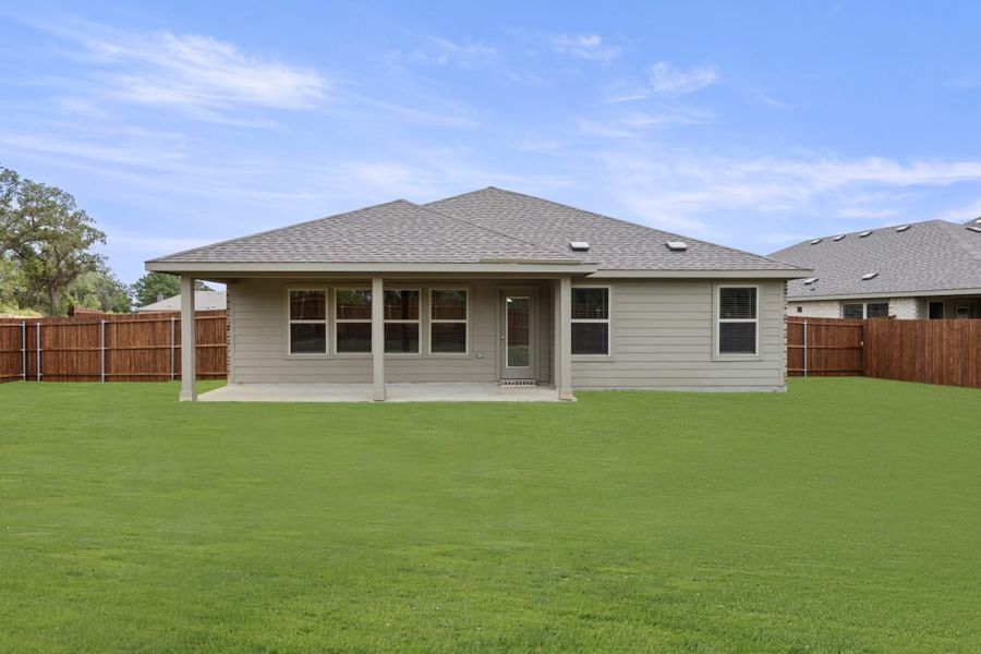 Representative exterior photo of a completed home built from the Austin by Impression Homes in Keeneland, Aubrey, TX (Image 23).