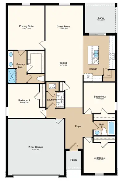 2D floor plan layout of this home in Westview Community Group Page, Kissimmee, FL (Image 3).