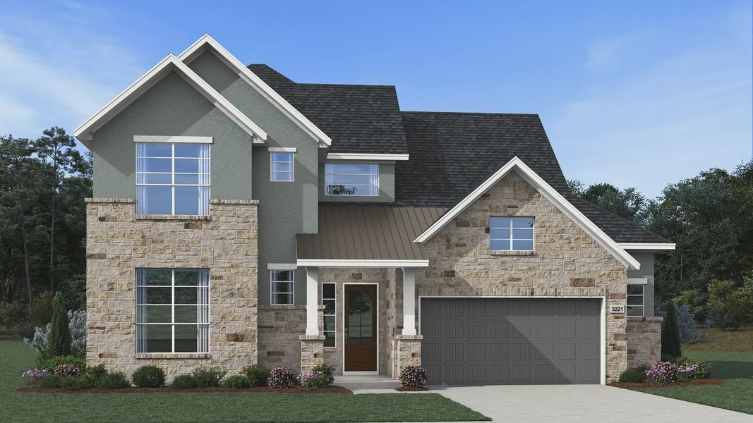 Representative exterior photo of a completed home built from the Rivers by Chesmar Homes in Westland Ranch, League City, TX (Image 35). Representative exterior photo of a completed home built from the Rivers by Chesmar Homes in Westland Ranch, League City, TX (Image 35).