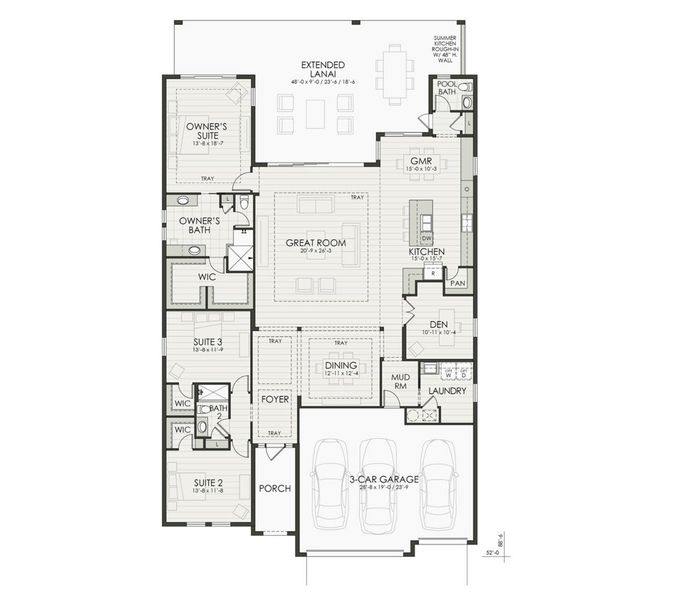 2D floor plan layout of this home in Palmera at Wellen Park, Venice, FL (Image 3).