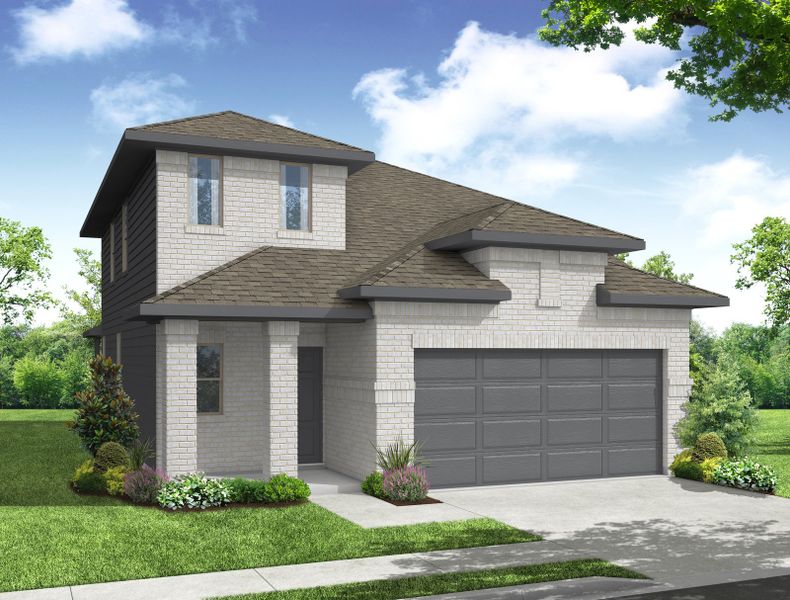 Representative exterior photo of a completed home built from the Maple by Impression Homes in Bryant Farms, Melissa, TX (Image 7).