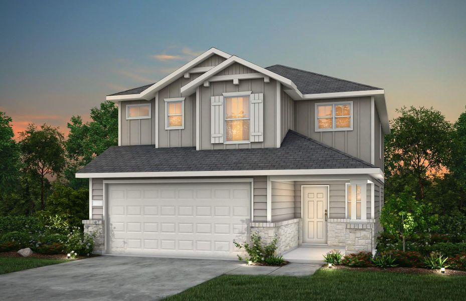 Front exterior of a new home in Decker Farms, Magnolia, TX, highlighting curb appeal (Image 1). Front exterior of a new home in Decker Farms, Magnolia, TX, highlighting curb appeal (Image 1).