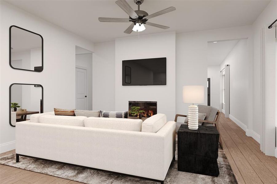 Beazer Homes Churchill Cactus Floorplan. This is not a photo of the actual home, but is a rendering of the actual Cactus floorplan.