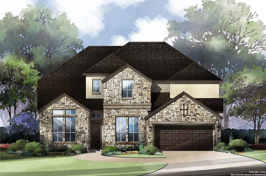 Exterior rendering of this home design in Legacy at Lake Dunlap, New Braunfels, TX (Image 2). Exterior rendering of this home design in Legacy at Lake Dunlap, New Braunfels, TX (Image 2).